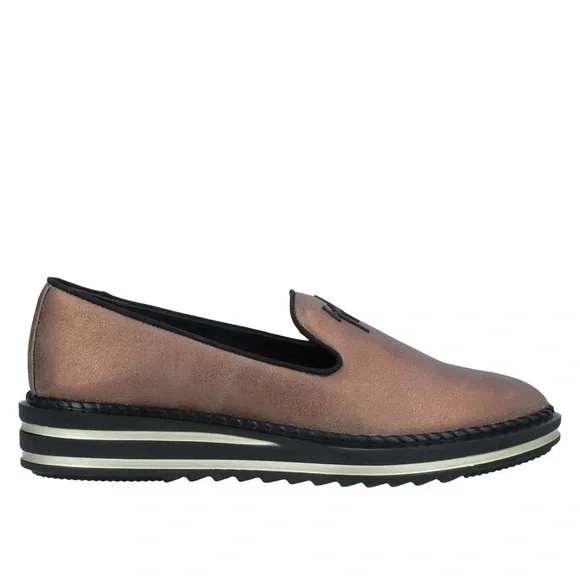 Giuseppe Zanotti Womens Metallic Bronze Slip-On Loafers